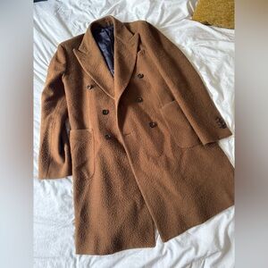 Double-Breasted Brown Wool Coat